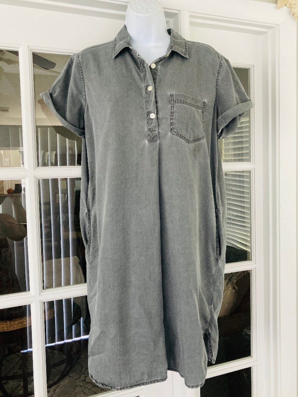 GAP Gray Tencel Shadow Gray Shirt Dress  Medium